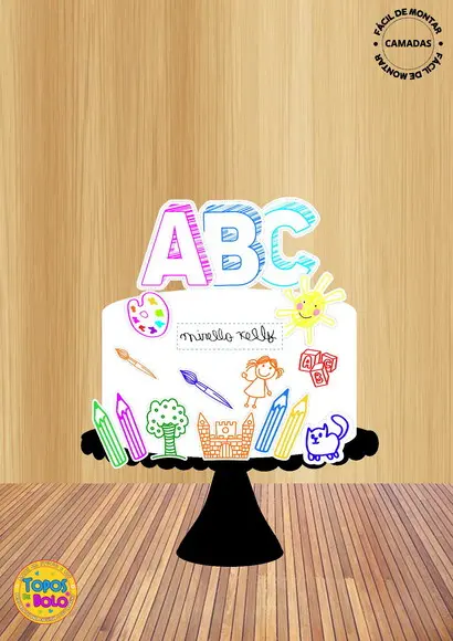 Arquivo de Corte Topo de Bolo Abc Rabisco