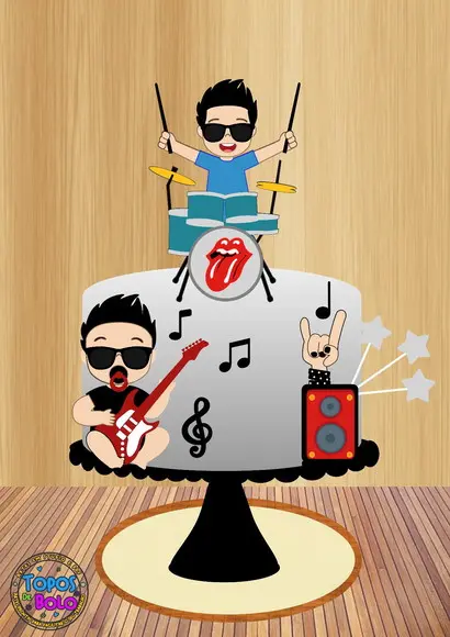 Arquivo de Corte Topo de Bolo Irmãos Rock