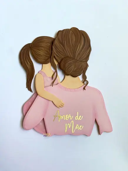 Arquivo de Corte Topo de Bolo Mãe de Costa com Filha
