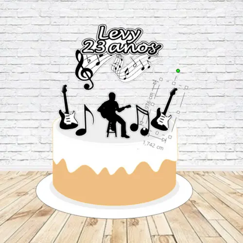 Topo de Bolo Musico Guitarrista - Arquivo Digital