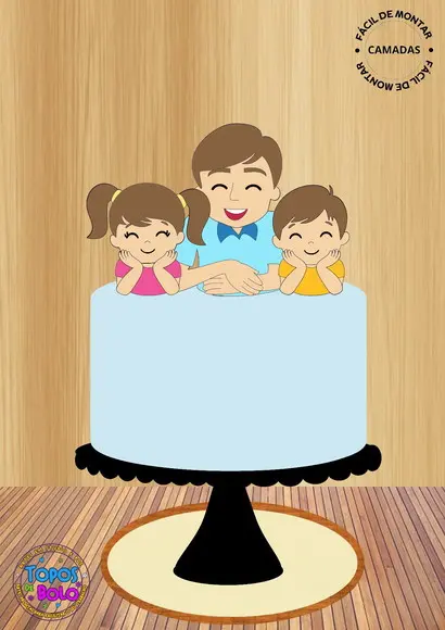 Arquivo de Corte Topo de Bolo Pai e Filhos