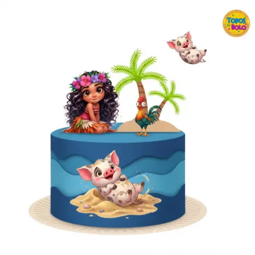 Arquivo de Corte Topo de Bolo Moana Cute com Amigos