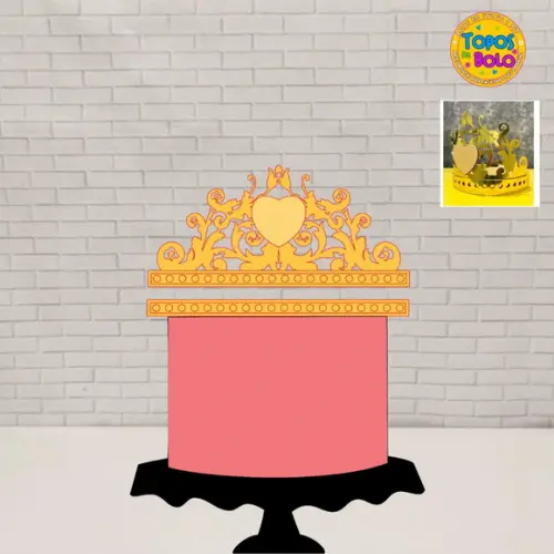Arquivo de Corte Topo de Bolo Coroa Princesa Flores 3d