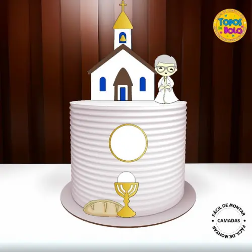 Arquivo de Corte Topo de Bolo Padre e Igreja