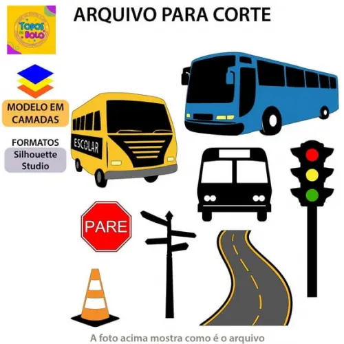 Arquivos de Corte Topo de Bolo Ônibus Camadas