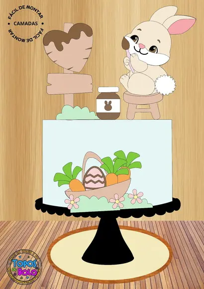 Arquivo de Corte Topo de Bolo Coelho Pintando