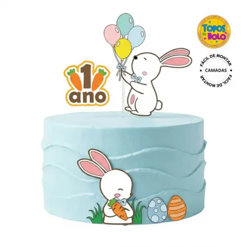 Arquivo de Corte Topo de Bolo Coelho com Balão