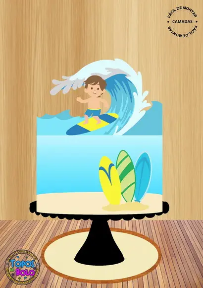Arquivo de Corte Topo de Bolo Surf Menino