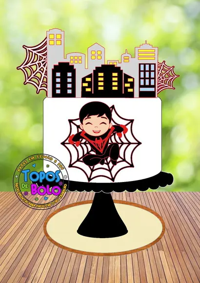 Topo de Bolo Homem Aranha Black Cute- Arquivo Digital