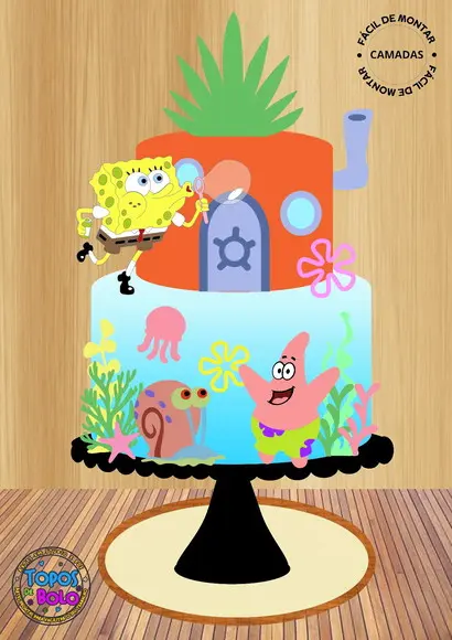 Arquivo de Corte Topo de Bolo Bob Esponja 01