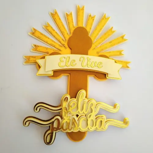 Arquivo de Corte Topo de Bolo Feliz Pascoa Ele Vive