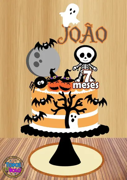 Arquivo de Corte Topo de Bolo Halloween Caveirinha