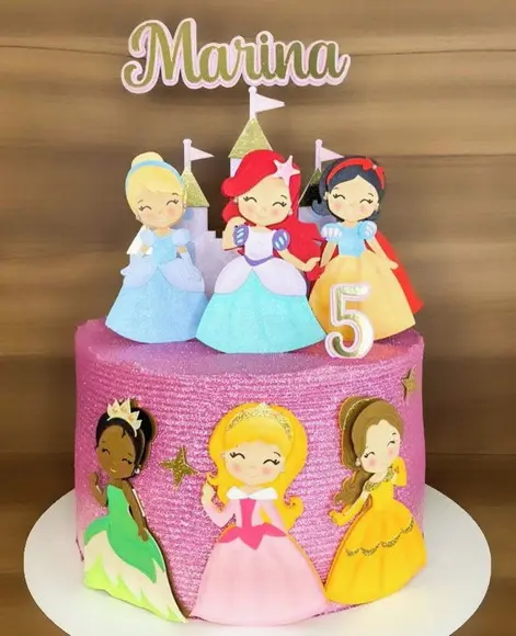 Arquivo de Corte Topo de Bolo Princesas em Camadas
