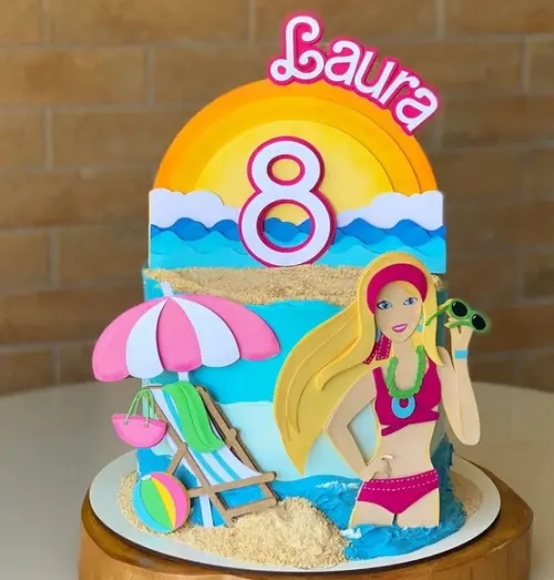 Arquivo de Corte Topo de Bolo Barbie Praia