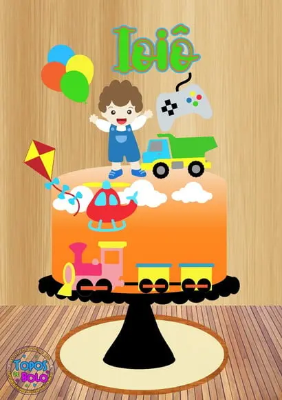 Arquivo de Corte Topo de Bolo Menino Brinquedos