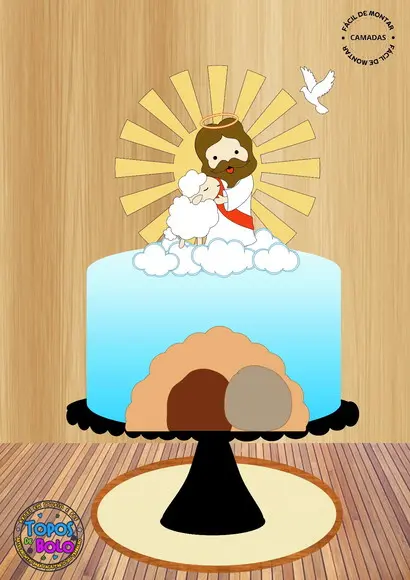 Topo de Bolo Jesus com Ovelha a Verdadeira Páscoa