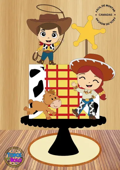 Arquivo de Corte Topo de Bolo Toy Story Menino e Menina