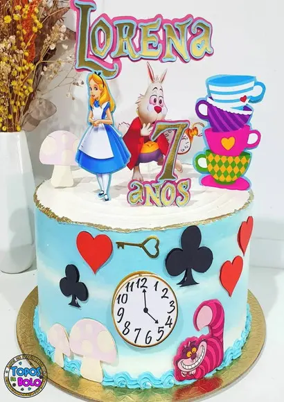 Arquivo de Corte Topo de Bolo Alice e Coelho Branco