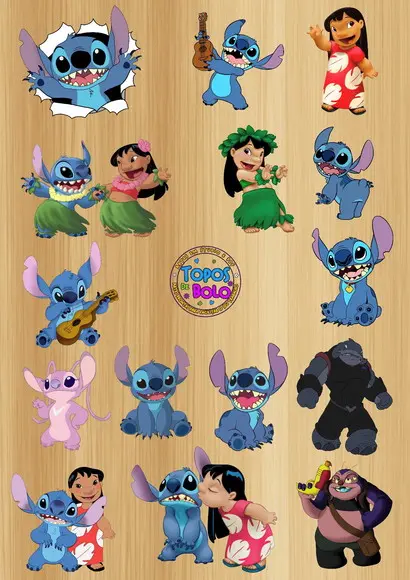 Topo de Bolo Kit Lilo e Stitch
