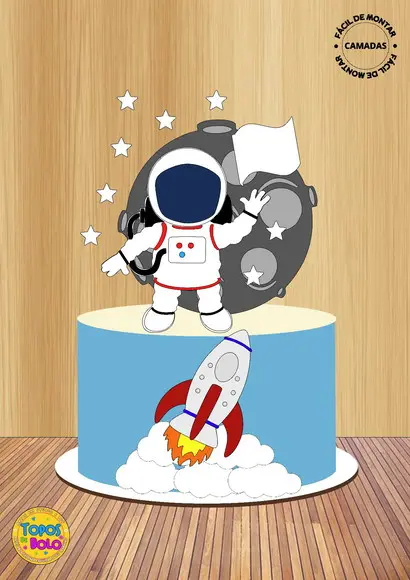 Arquivos de Corte Topo de Bolo Astronauta Camadas