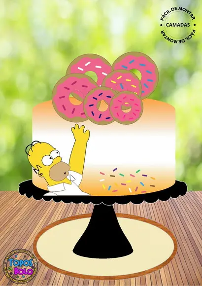 Arquivo de Corte Topo de Bolo Homer Rosquinha