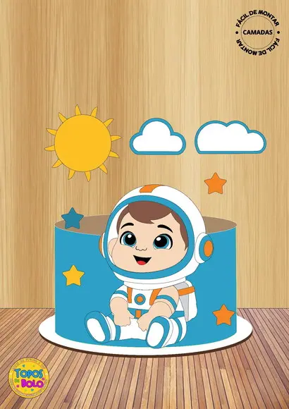 Arquivos de Corte Topo de Bolo Astronauta Baby Camadas