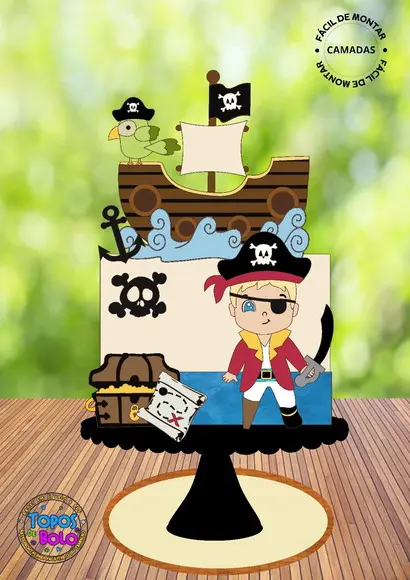 Arquivo de Corte Topo de Bolo Pirata Cute