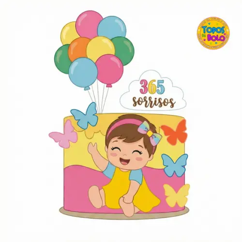 Arquivo de Corte Topo de Bolo 365 Sorrisos Menina
