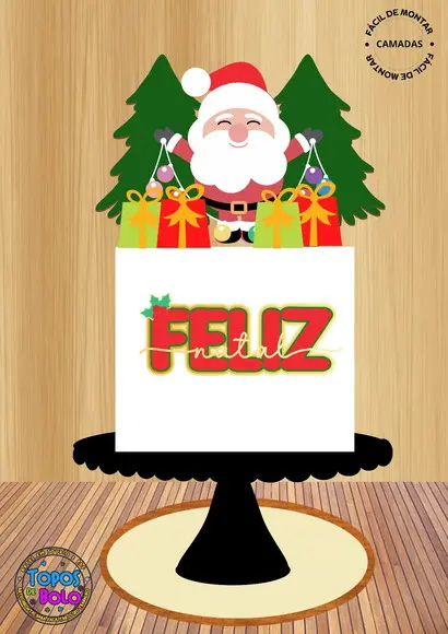 Arquivo de Corte Topo de Bolo Natal Noel Bolinhas