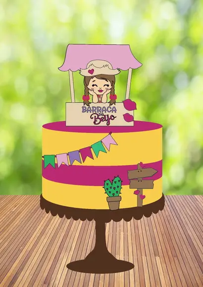 Topo de Bolo Barraca do Beijo Cute - Arquivo Digital