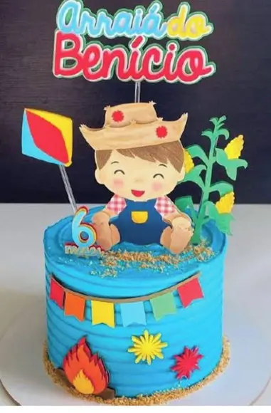 Arquivo de Corte Topo de Bolo Arraiá Menino Baby Camadas