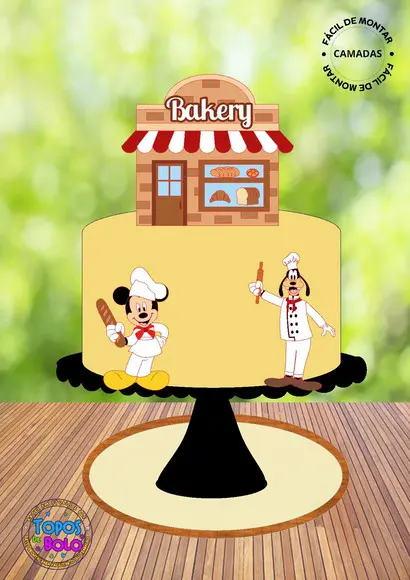 Arquivo de Corte Topo de Bolo Padaria do Mickey e Pateta
