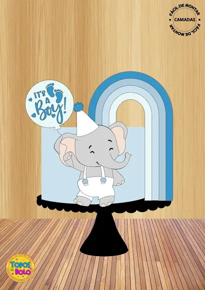 Arquivos de Corte Topo de Bolo Elefante Boy
