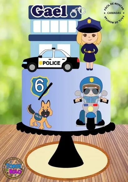 Arquivo de Corte Topo de Bolo Policia Cute
