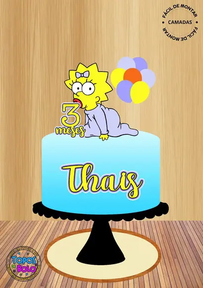 Arquivo de Corte Topo de Bolo Maggie Simpson Camadas