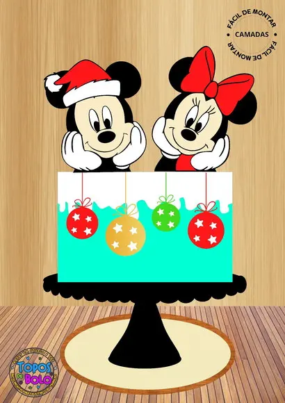 Arquivo de Corte Topo de Bolo Natal Mickey e Minnie