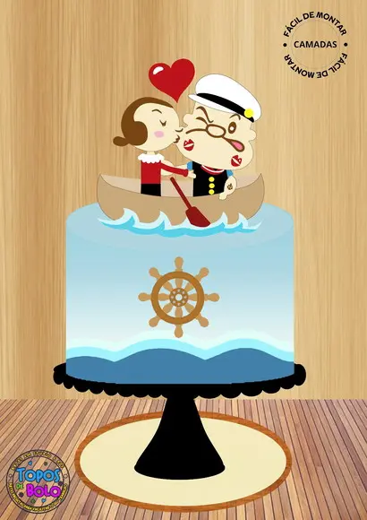 Arquivo de Corte Topo de Bolo Popeye e Olivia
