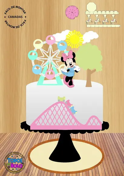 Arquivo de Corte Topo de Bolo Parque da Minnie