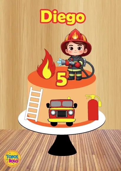 Arquivos de Corte Topo de Bolo Bombeiro Cute 01