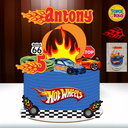 Topo de Bolo Hot Wheels com Pista - Arquivo Studio