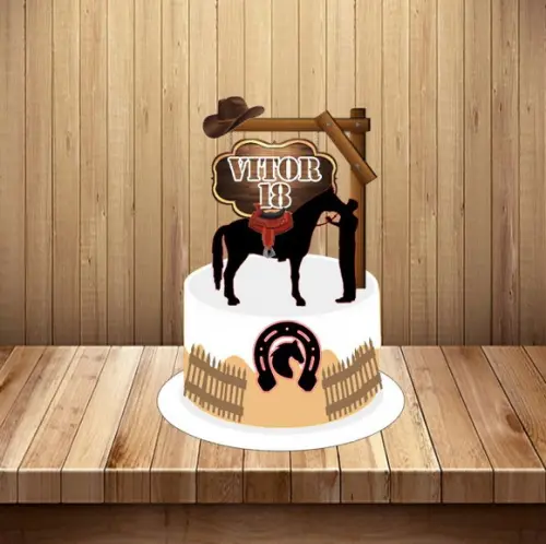 Topo de Bolo Cowboy - Arquivo Digital