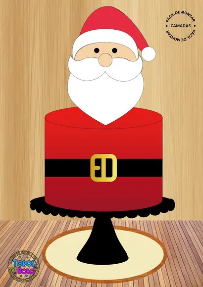 Arquivo de Corte Topo de Bolo Rosto Papai Noel e Cinto