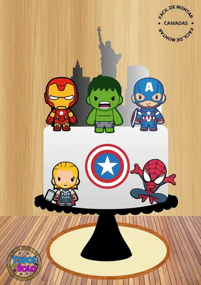 Arquivo de Corte Topo de Bolo Mini Super Heroes