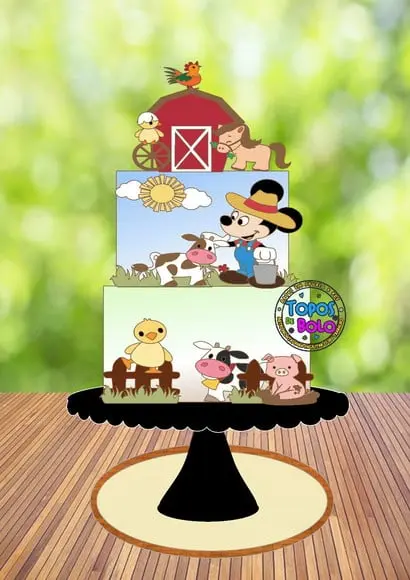 Topo de Bolo Mickey Fazendeiro - Arquivo Digital