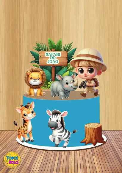 Arquivos de Corte Topo de Bolo Safari Menino Ia