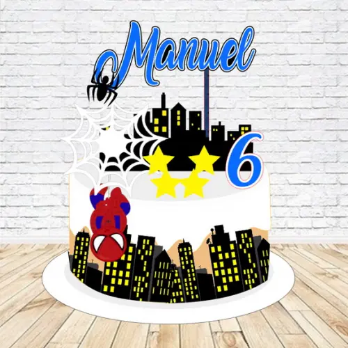 Topo de Bolo Homen Aranha Cute - Arquivo Digital