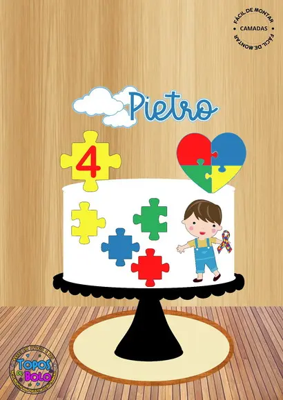 Arquivo de Corte Topo de Bolo Autismo Menino