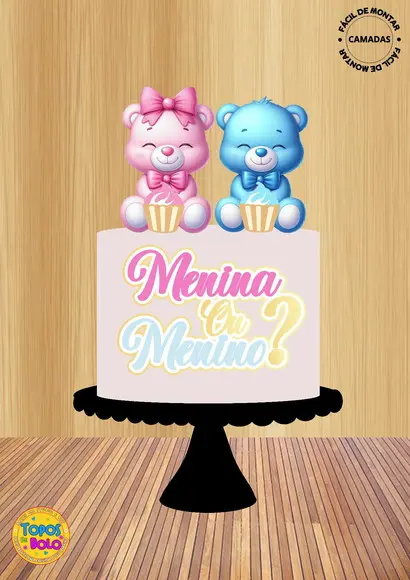 Arquivo de Corte Topo de Bolo Menina ou Menino 01