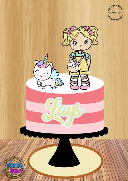 Arquivo de Corte Topo de Bolo Menina Unicornio