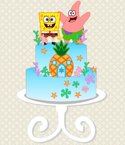 Topo de Bolo Bob Esponja Camadas - Arquivo Digital